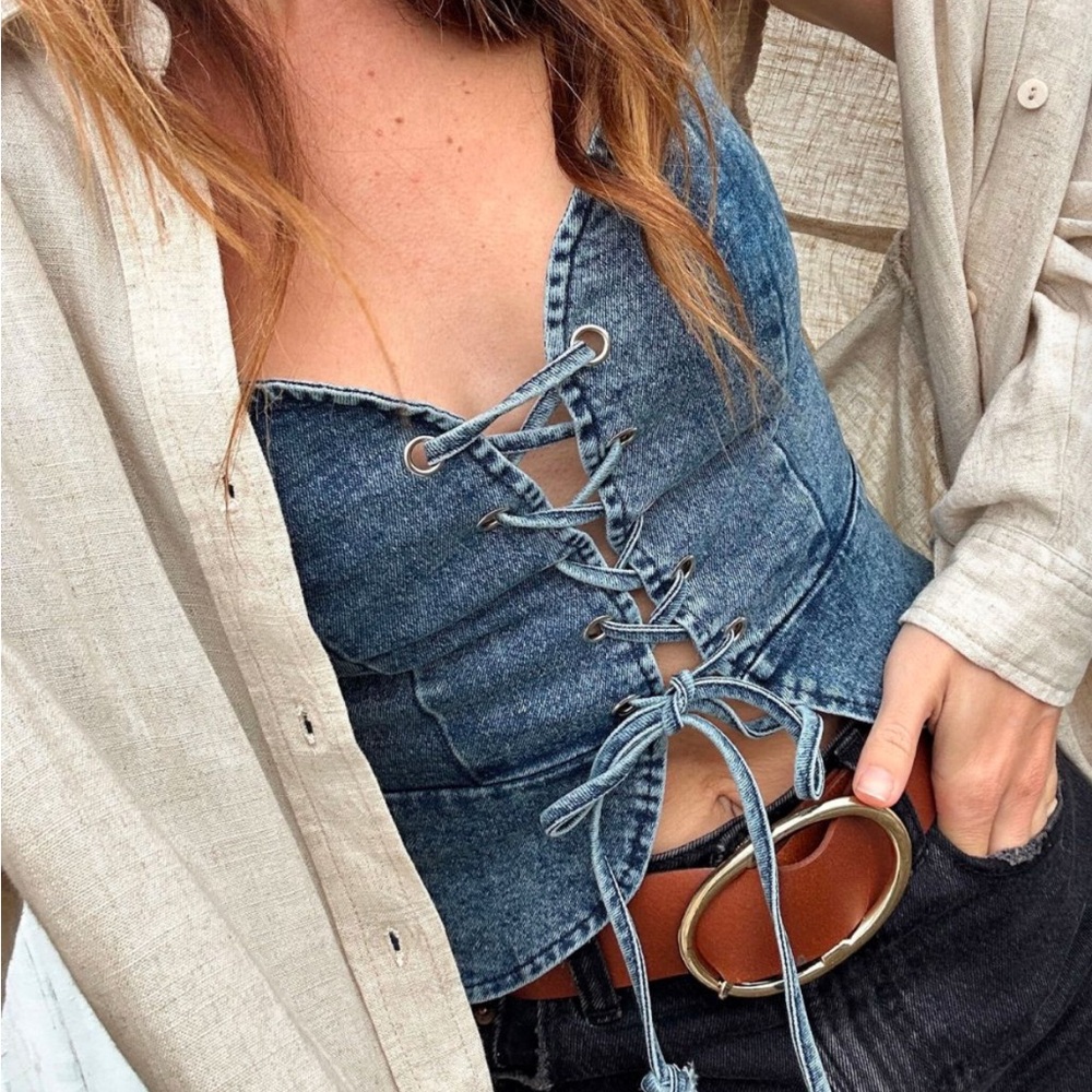 12th Tribe Spears Denim Bustier